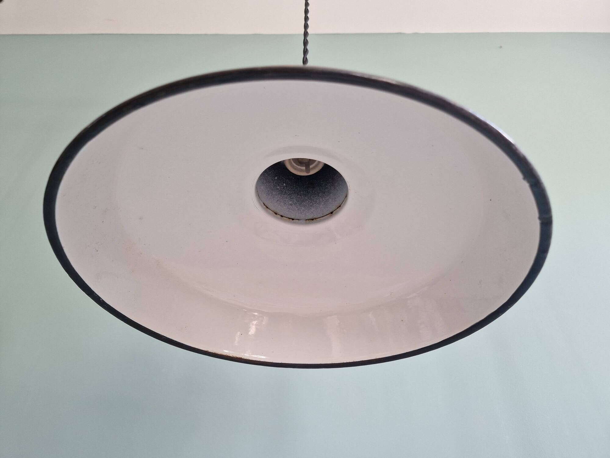 Set of 3 industrial pendant lights in anthracite enameled sheet metal