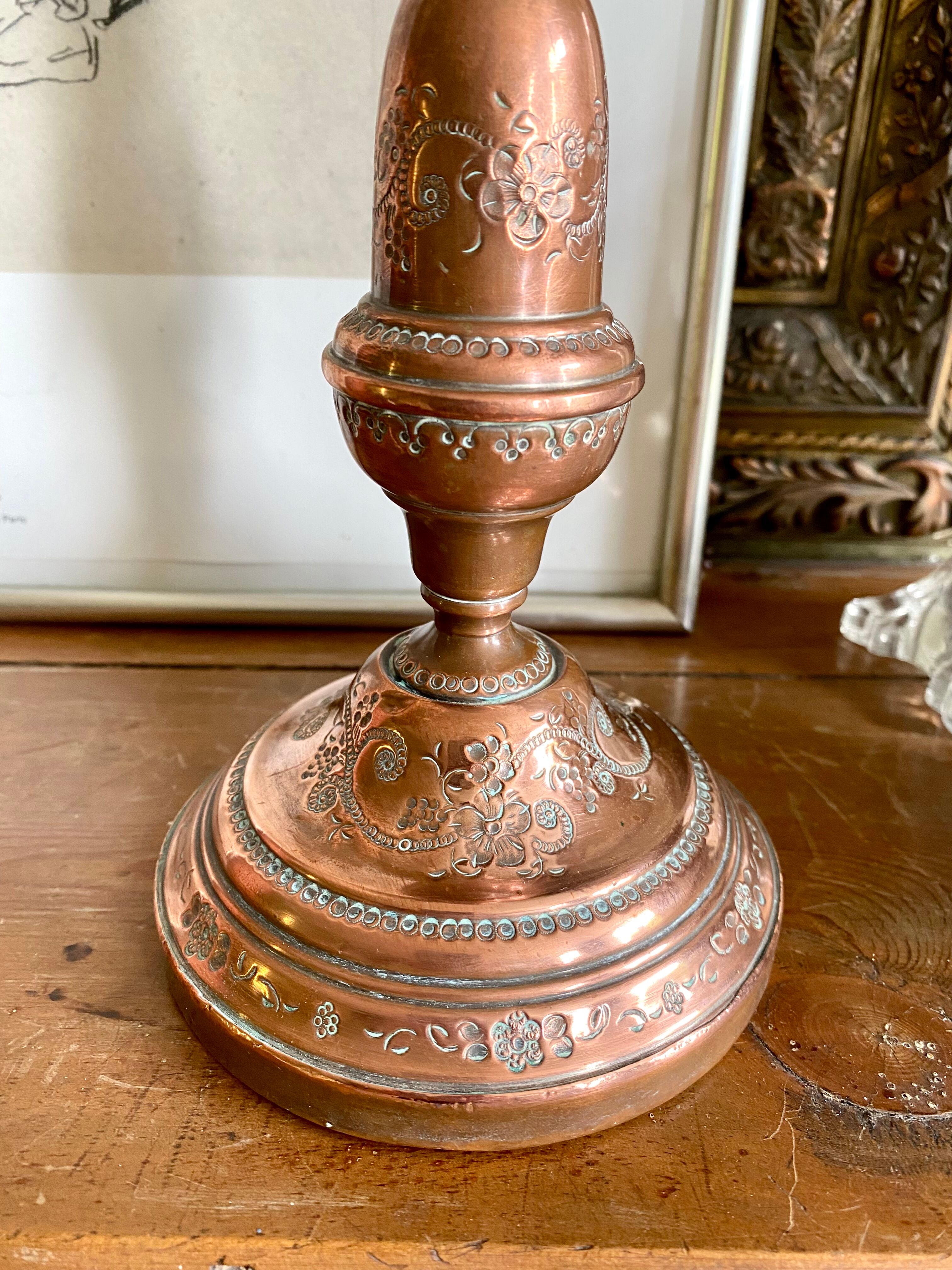 Old copper candle holder
