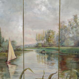 Post-impressionist painted screen by Charles Frechon, France, 1894