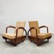 Art deco design rattan woven lounge chairs