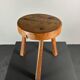 Midcentury brutalist French chunky tripod rustic farmhouse stool, 1950s