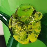 Design Vase in Floral/Yellow Rose shape in relief, corolla-shaped neck. Murano style. High 25 cm
