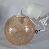 Hanging lamp globe ball in granular amber glass