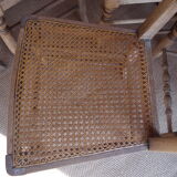 Suite of oak chairs; canated seats