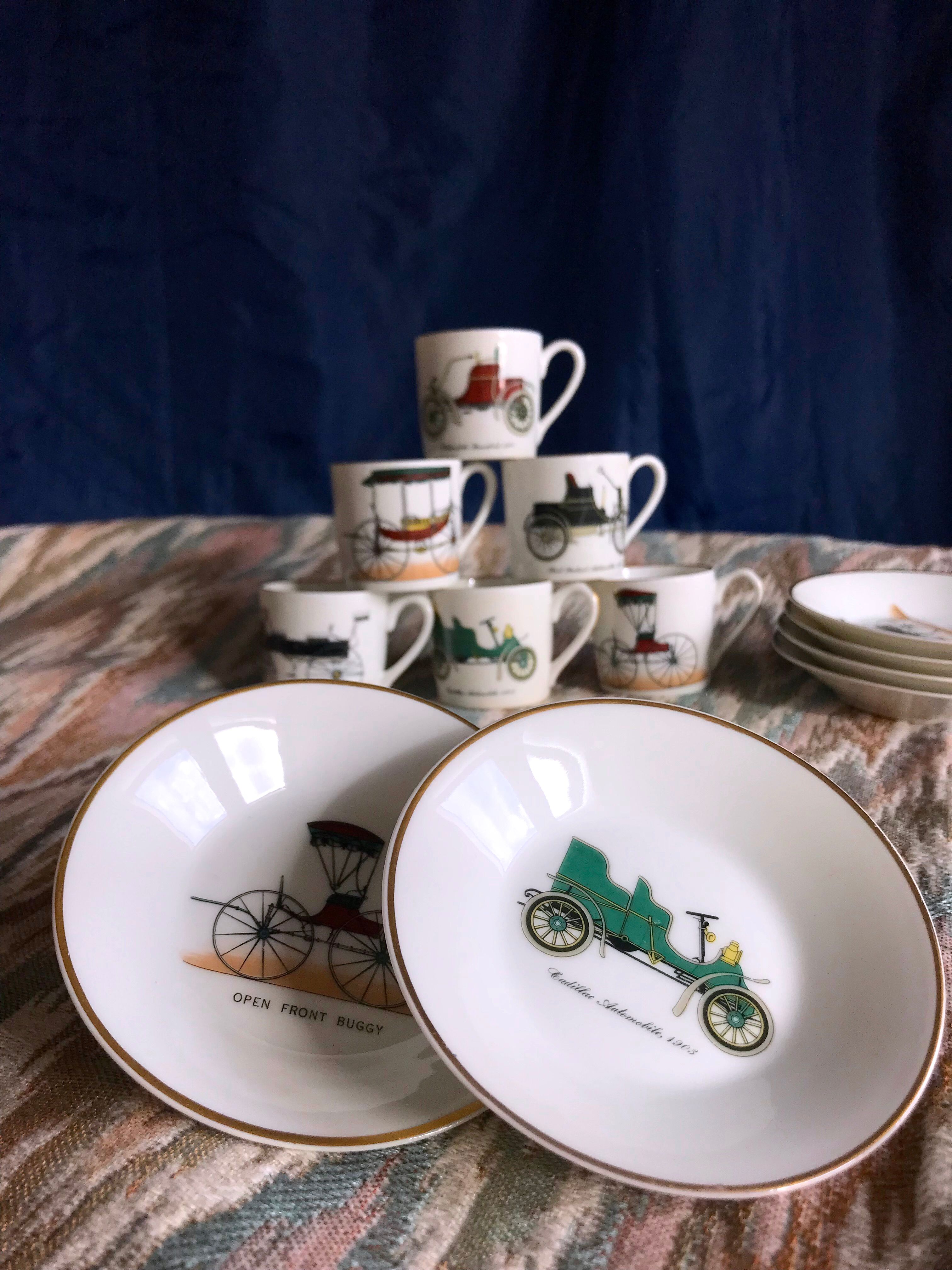 Vintage mocha service collection 6 cups cars real limoges porcelain of paris