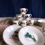 Vintage mocha service collection 6 cups cars real limoges porcelain of paris