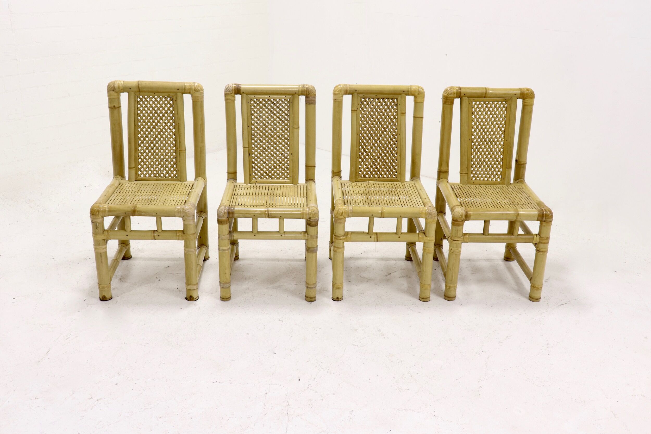 Bamboo dining chairs in tropicalist style 1970