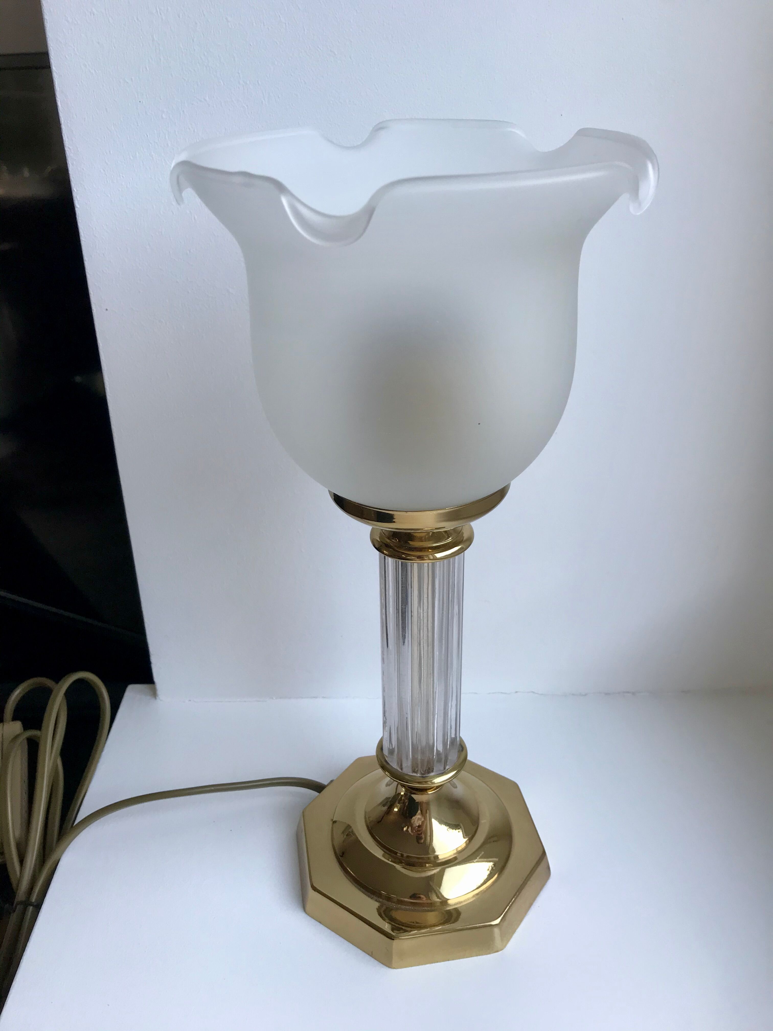 Tulip lamp in brass and glass 50s