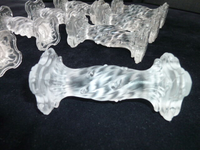 Set of 8 slightly opaline glass knife holders Column shape