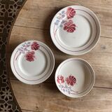 Set of 3 vintage iron clay dishes model 4205 from Saint Amand