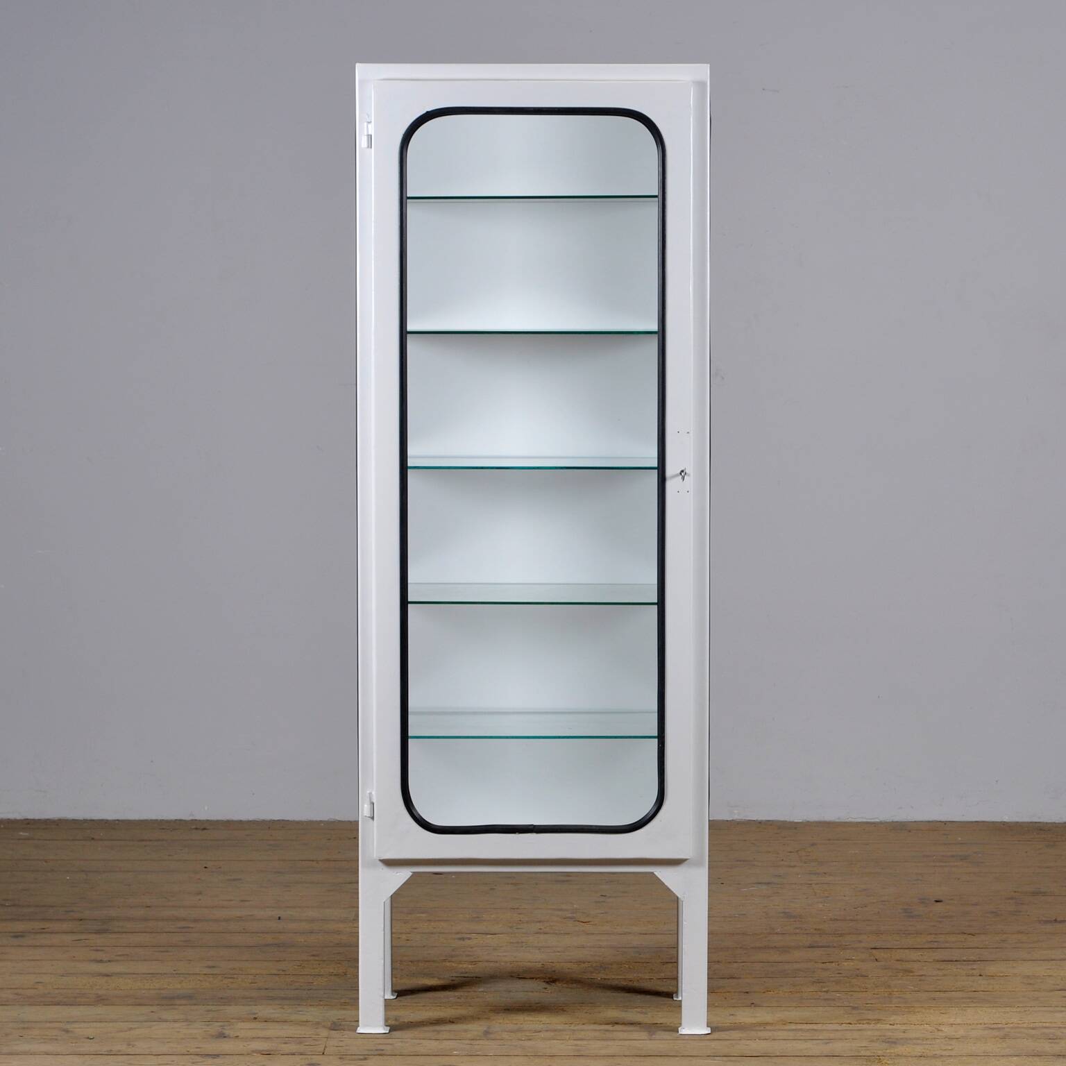 Restored Vintage Iron And Glass Medical Cabinet, 1970s