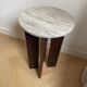 Marble side table with solid oak