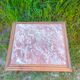 Louis XV style bedside table in wood veneer and marble