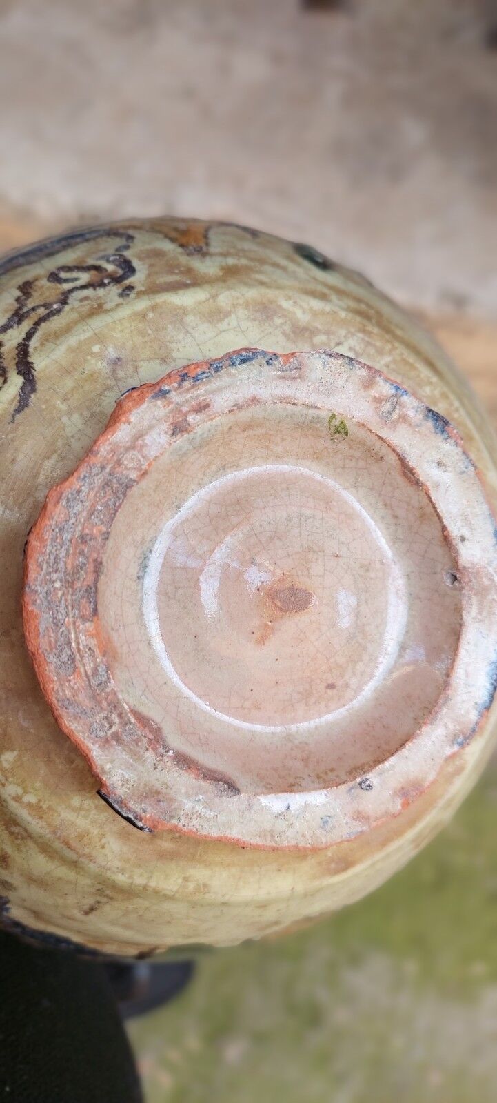 Antique painted glazed earthenware jar FEZ Morocco 19th century