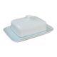 Villeroy and Boch butter dish in white porcelain with a green line.