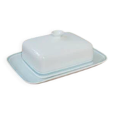 Beurrier Villeroy et Boch en porcelaine blanche avec ligne verte