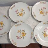 Porcelain flat plates with floral decoration