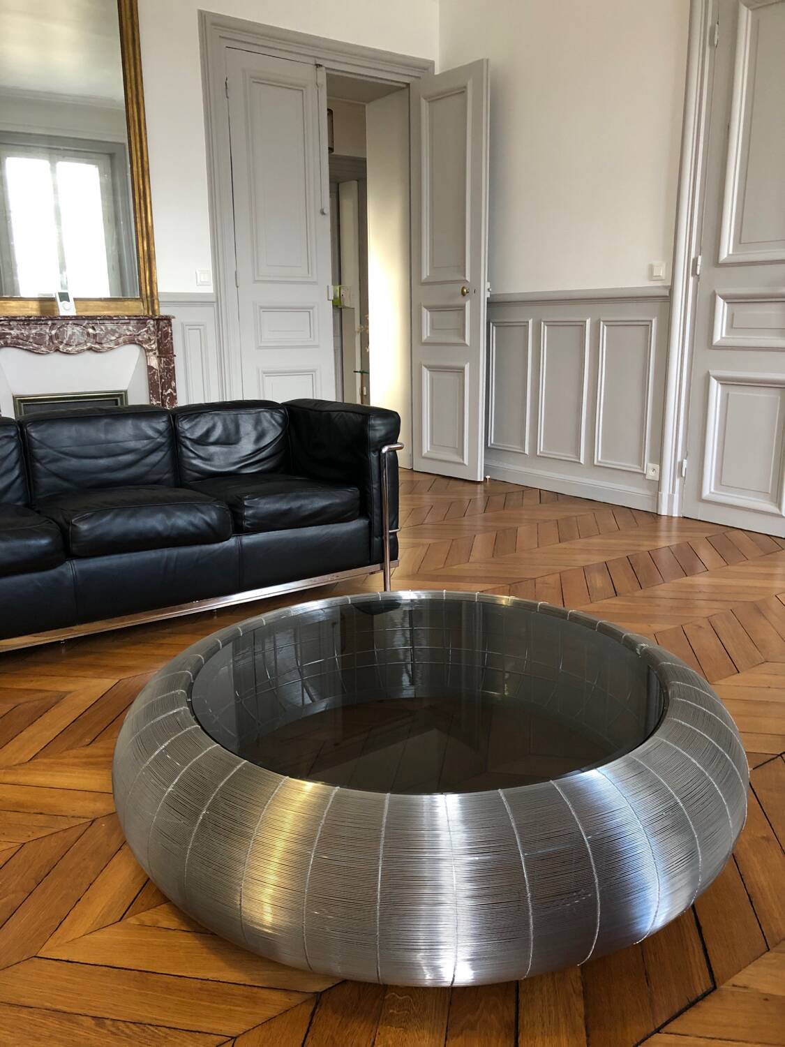 Large Roche Bobois designer wire coffee table