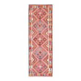 1970s Turkish Oushak Handmade Wool Cotton Pink Runner Rug 98x315