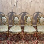 Suite de 4 chaises en bois doré Napoléon III