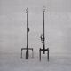 Brutalist iron mid-century floor and table lamp set