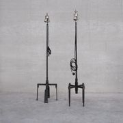 Lot de 4  lampadaires brutaliste en fer