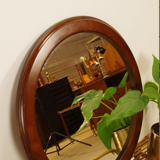 Miroir rond vintage en bois