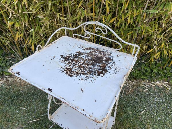 Coiffeuse console de toilette en métal Antique France shabby chic 1920