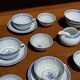 Small Chinese blue and white tea set for 6 cups and saucers.