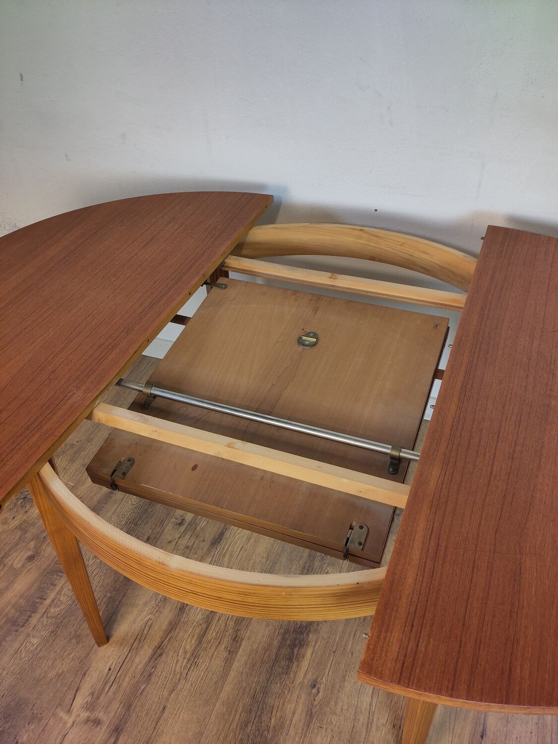 Round Scandinavian teak table