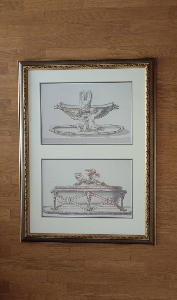 Dessins au crayon et aquarelle, XIXème siècle