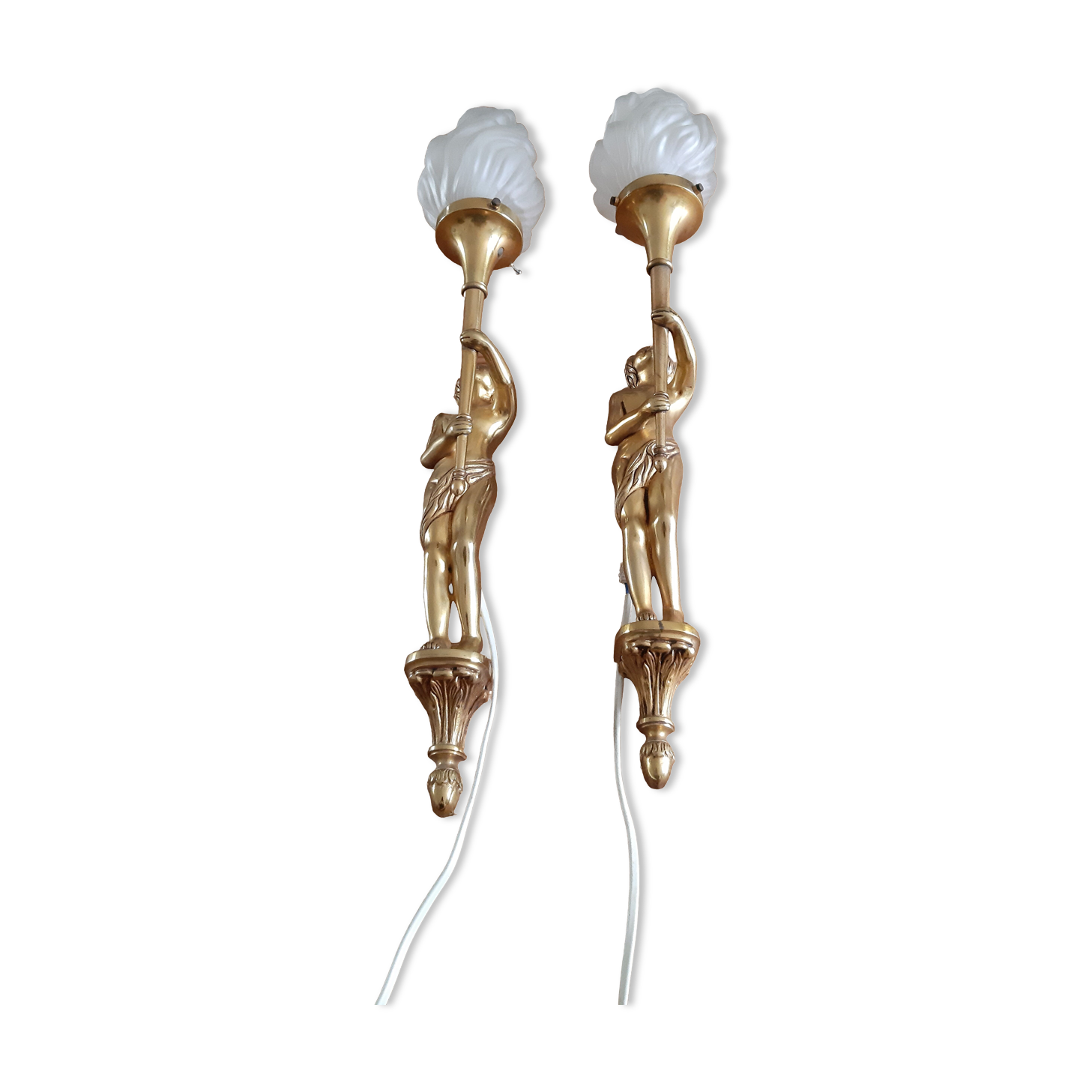 Pair of wall lamps gilded bronze