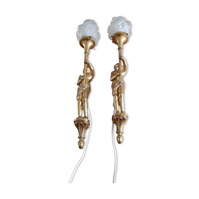 Paire d'appliques bronze doré