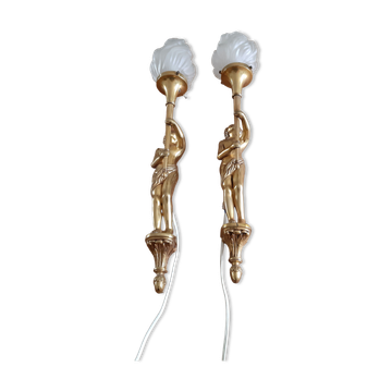 Paire d'appliques bronze doré