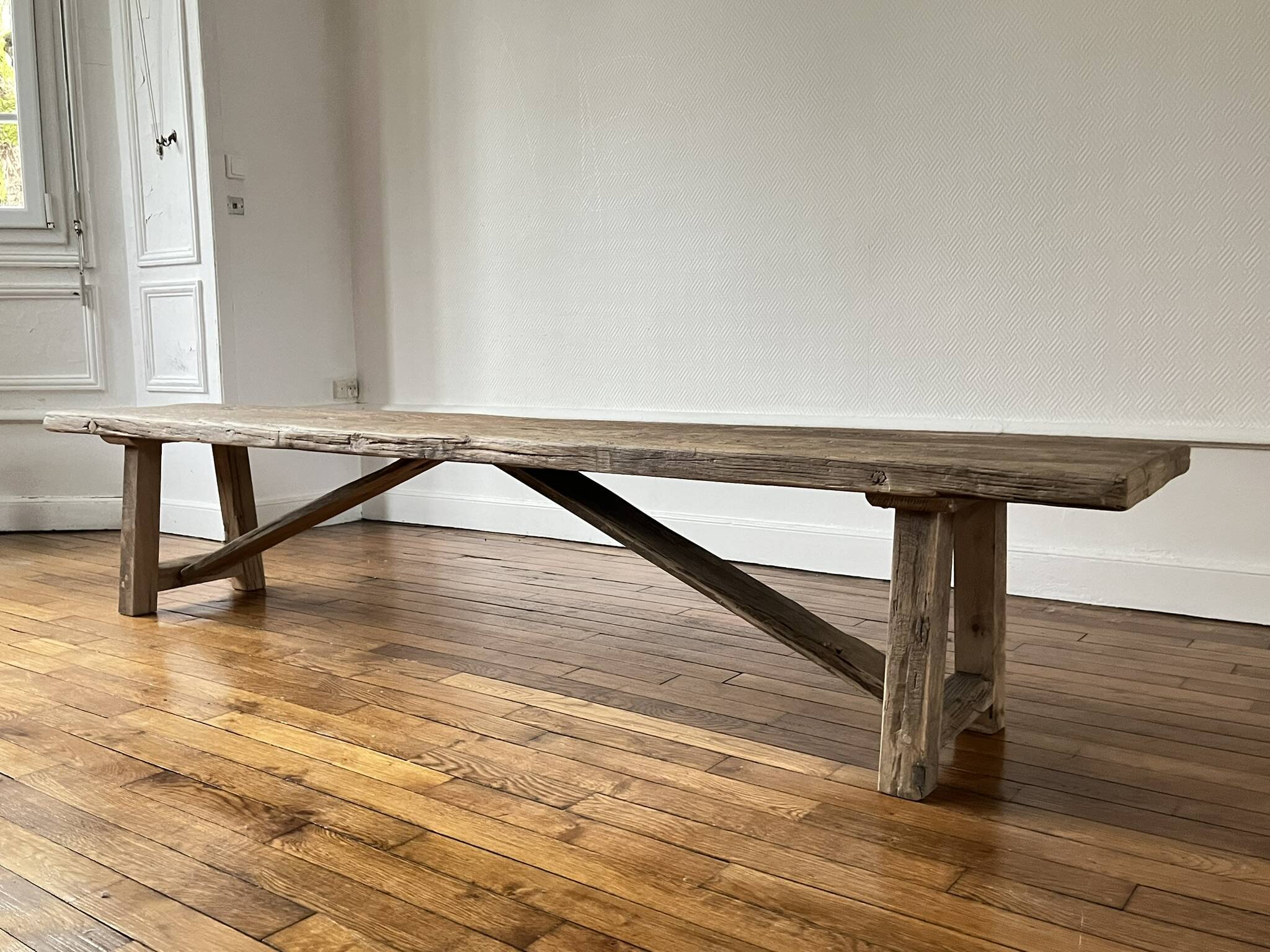 Millau bench solid oak antique - 200 cm