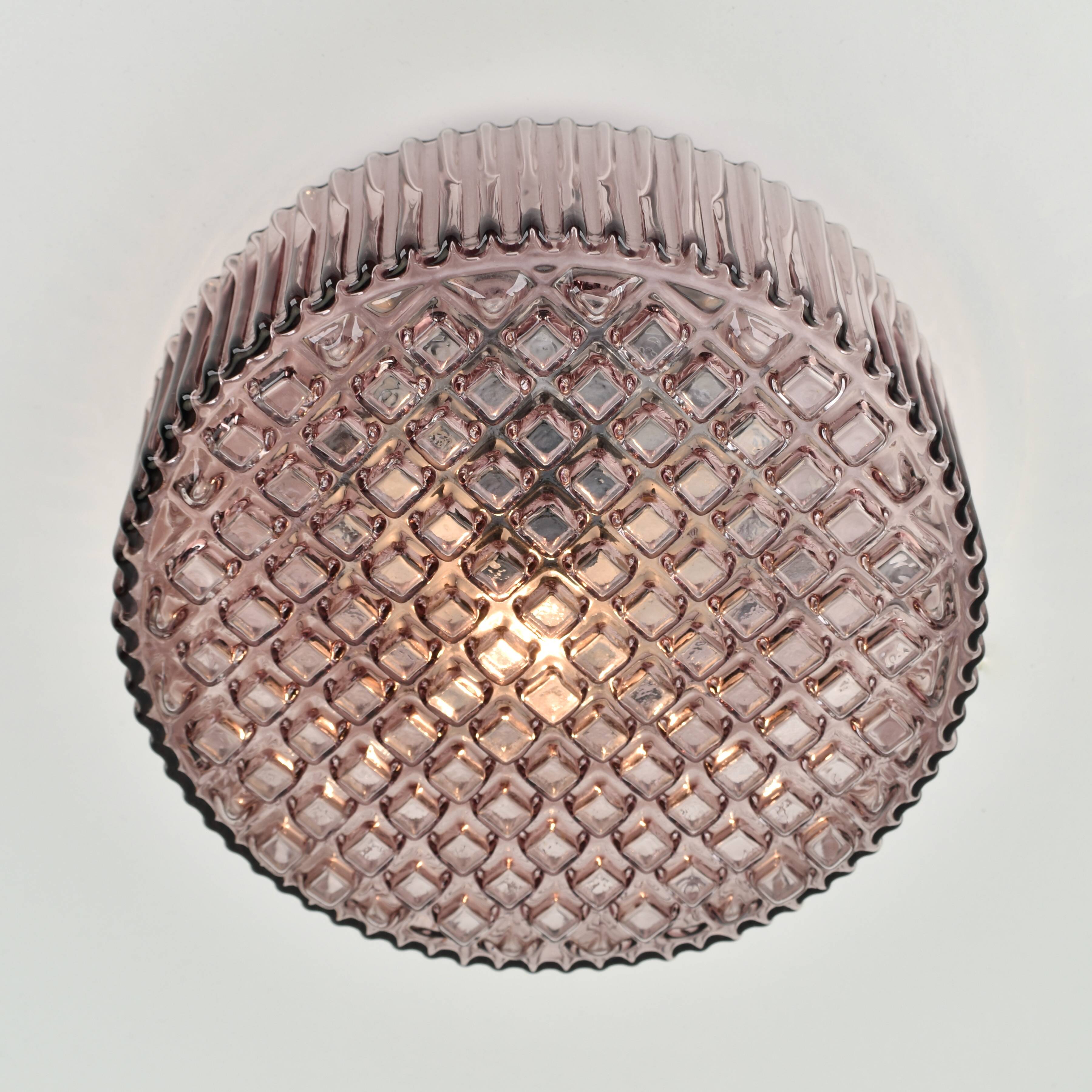 Mid-century modern amethyst glass flush mount, 1970s
