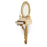 Louis XVI style gilded and lacquered wood console. Circa 1900.