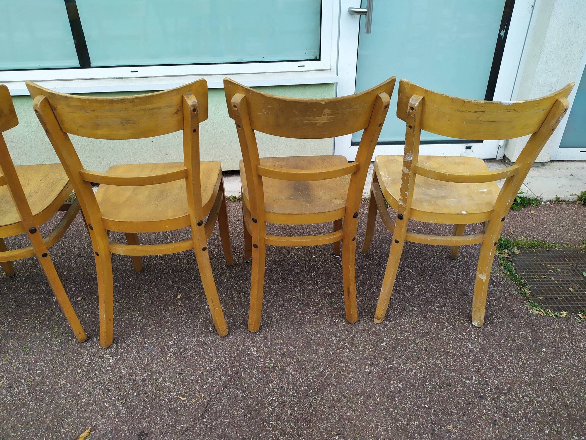 Lot de 12 chaises de bistrot bar bois vintage luterma
