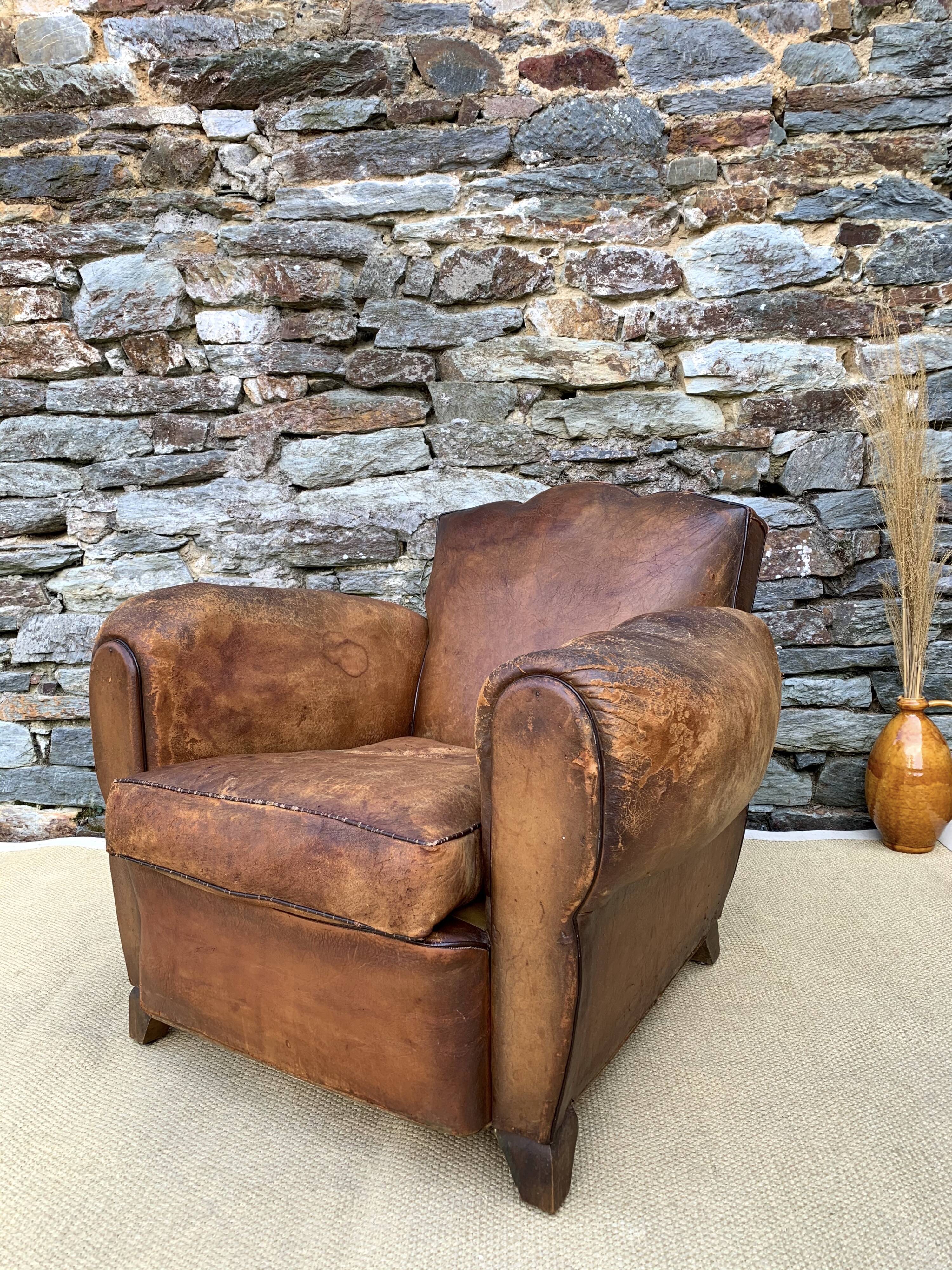 Leather club armchair 1930