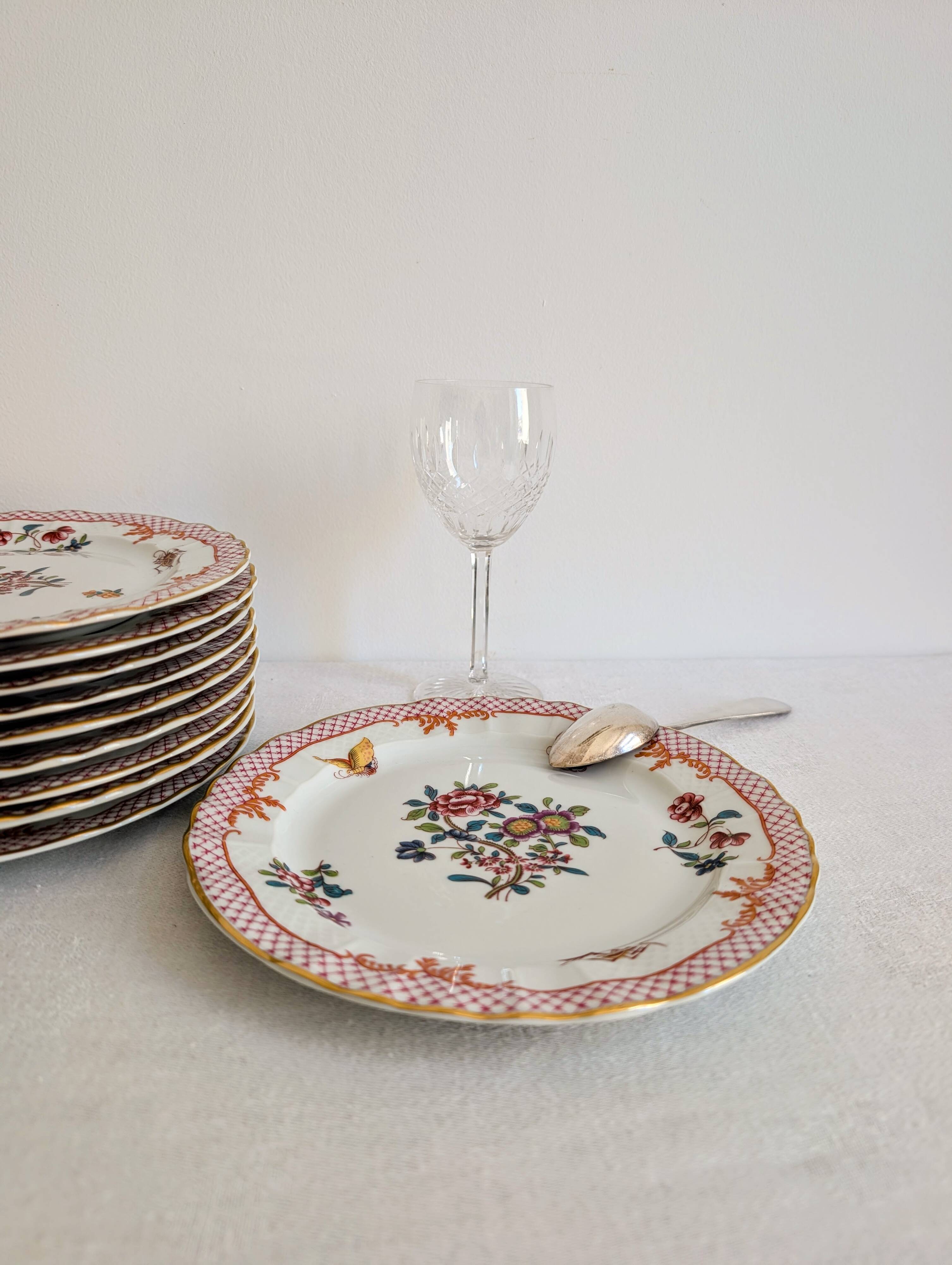 Set of 10 dessert plates Bernardaud Limoges – Compagnie des Indes