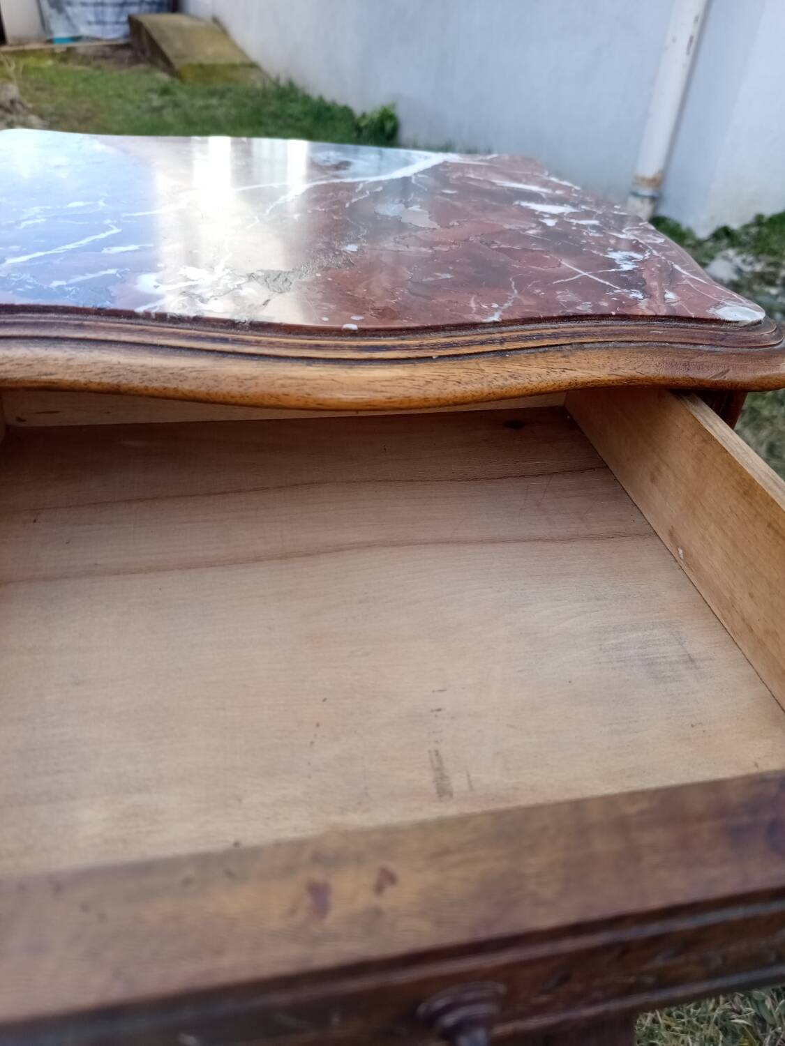 Wood and marble bedside table