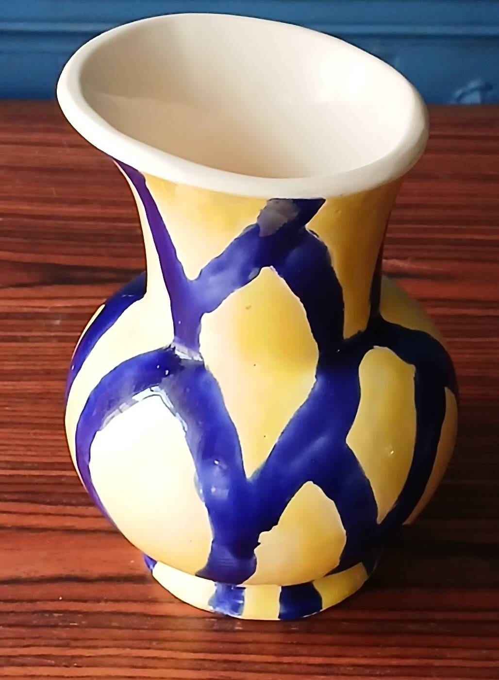 Free-form handmade vase in Art Deco style and period.