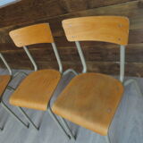 Set of 4 school chairs vintage gray tube