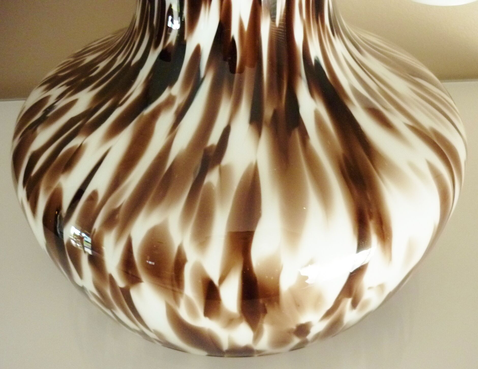 Pendant light in white opal glass with black speckles, 1960s/1970s