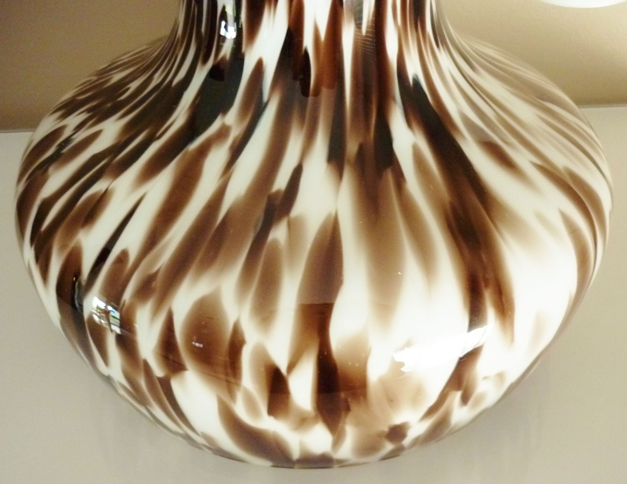 Pendant light in white opal glass with black speckles, 1960s/1970s