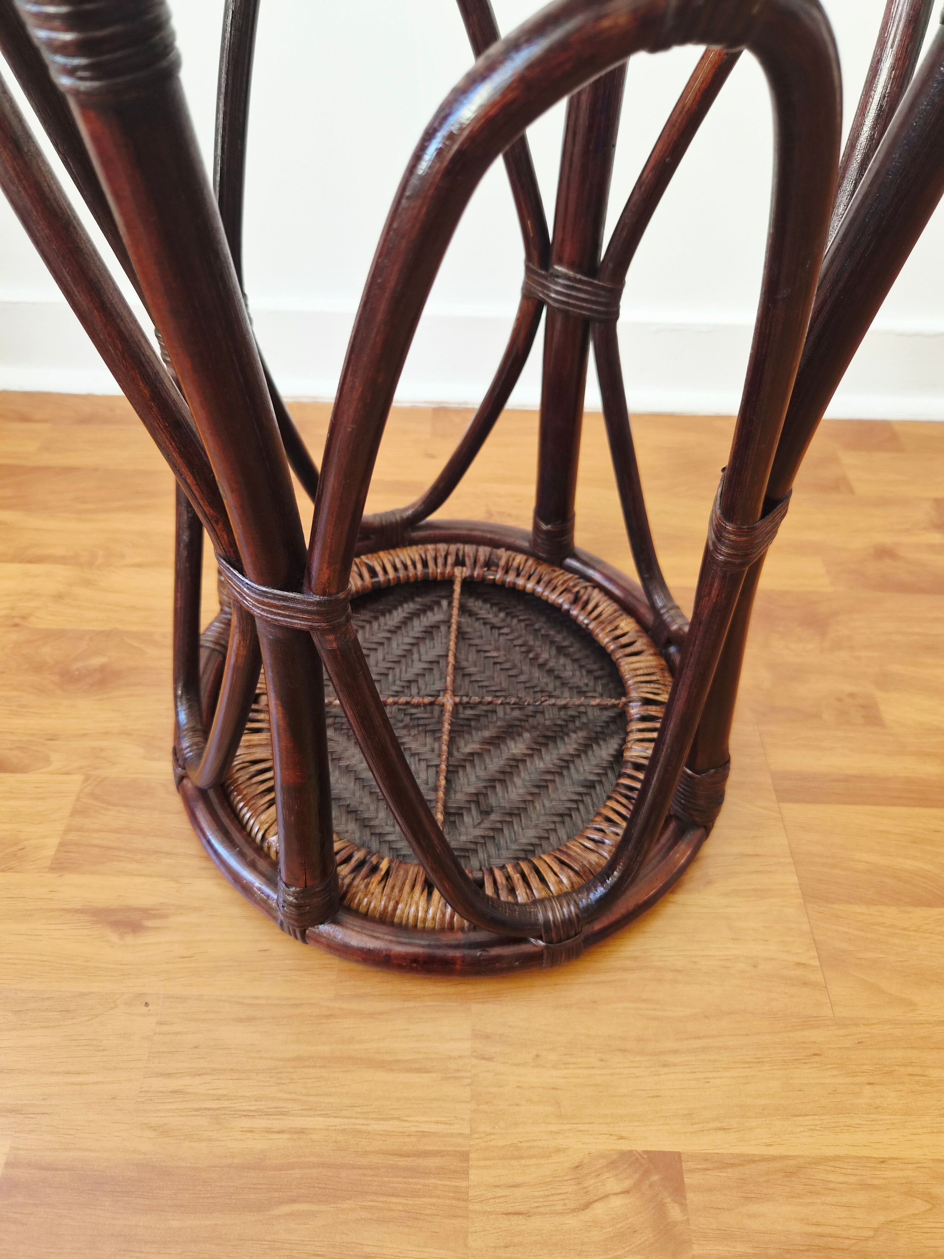 Tabouret/Sellette en rotin et cannage vintage - Années '60/'70