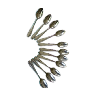 12 small silver metal spoons