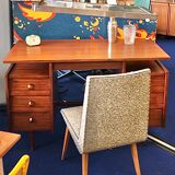 Mahogany writing desk 6 drawers 1960