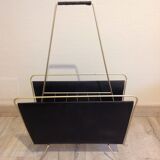 Magazine holder in gold metal and black / vintage dressing 60s-70s