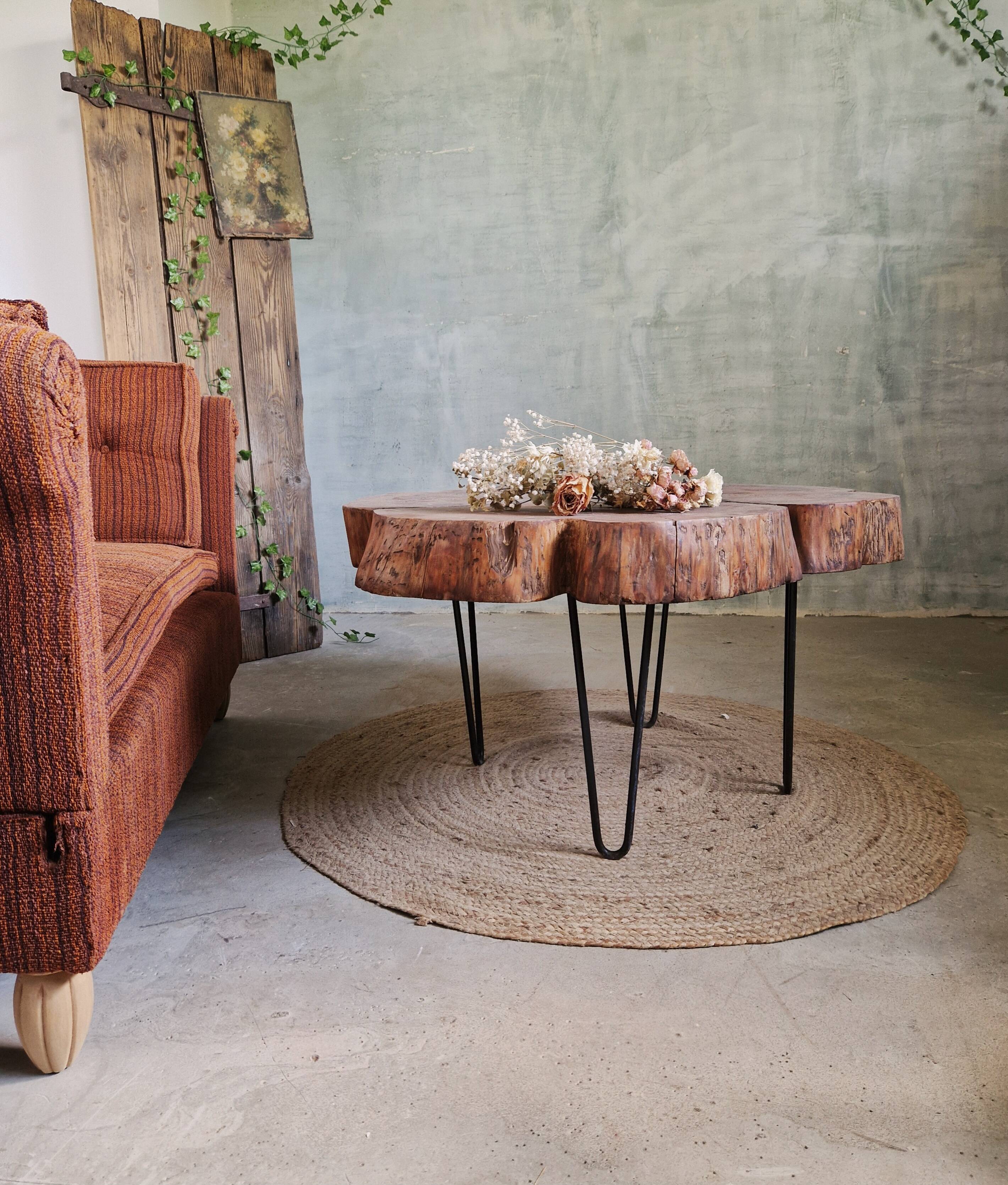 Table basse en bois et métal